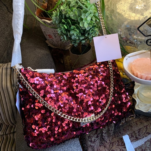 Authentic KATE SPADE Sequins top zip Clutch/shoulder/Crossbody - Picture 11 of 15